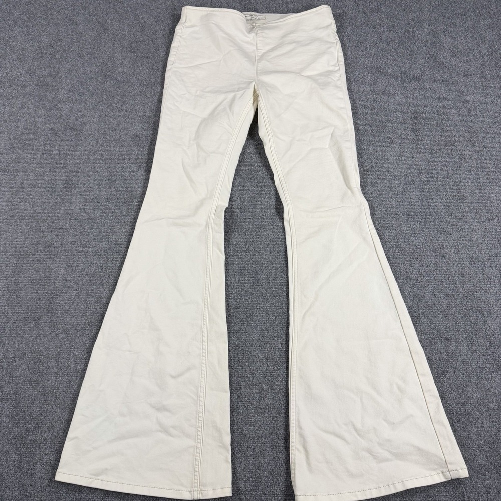 Free People Flare Jeans 29 Ivory Venice Beach Stretch Waist